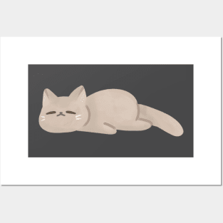 cute lazy cat sleeping Posters and Art